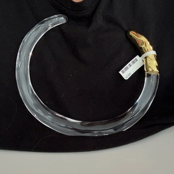 Alexis Bittar Clear and Gold Hinged Acrylic Necklace